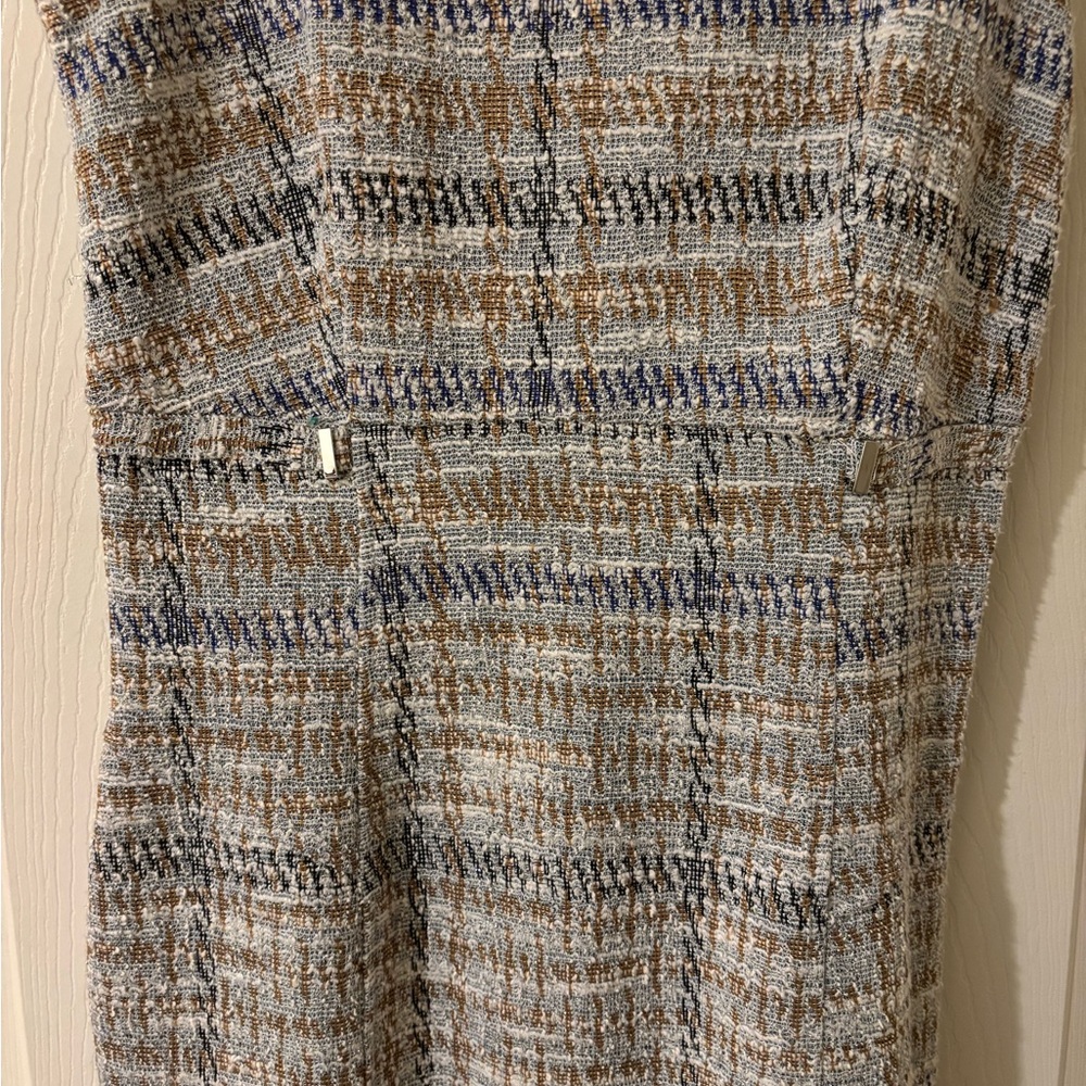 Kate & Lily Tweed Midi Dress in Cream, Gold and Blue Size 4 - Picture 4 of 9
